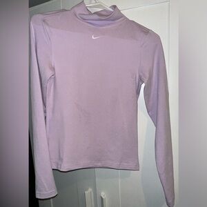 Nike purple Lilac Long Sleeve Top with Swoosh- women’s active mock neck
